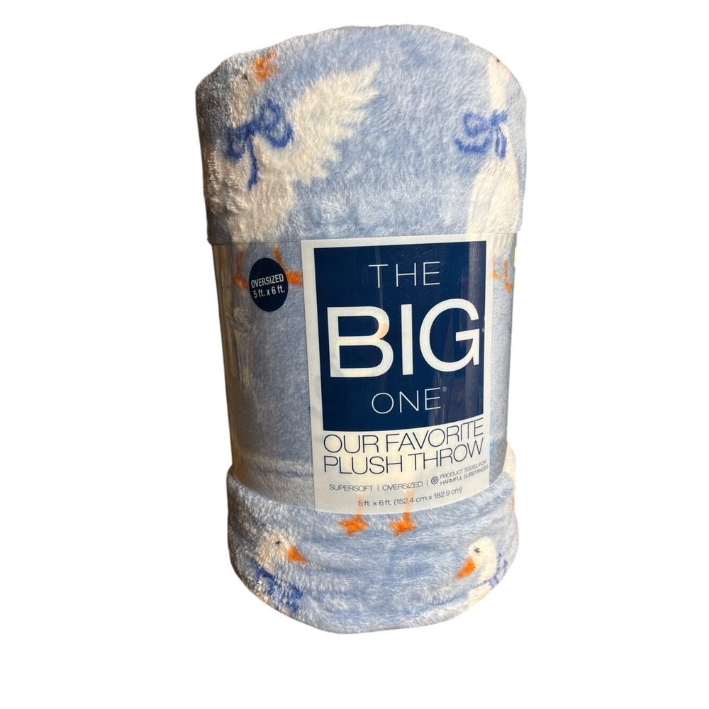 Silly Goose Geese Blue & White Throw Blanket 5x6 ft by The Big One GIFT NEW